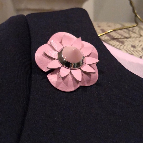 Zoe LTD scuba navy dress with 3D flowers